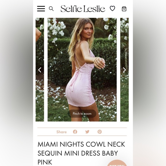 Selfie Leslie Miami Nights Cowl Neck Sequin Mini Dress in light pink - Picture 5 of 8